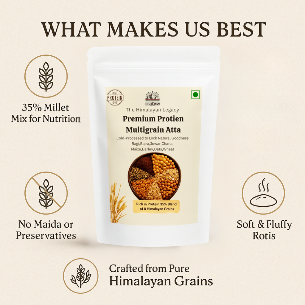 The Himalayan Legacy – Stone-Ground 8 Grain Atta (100% Natural & Handcrafted Blend)