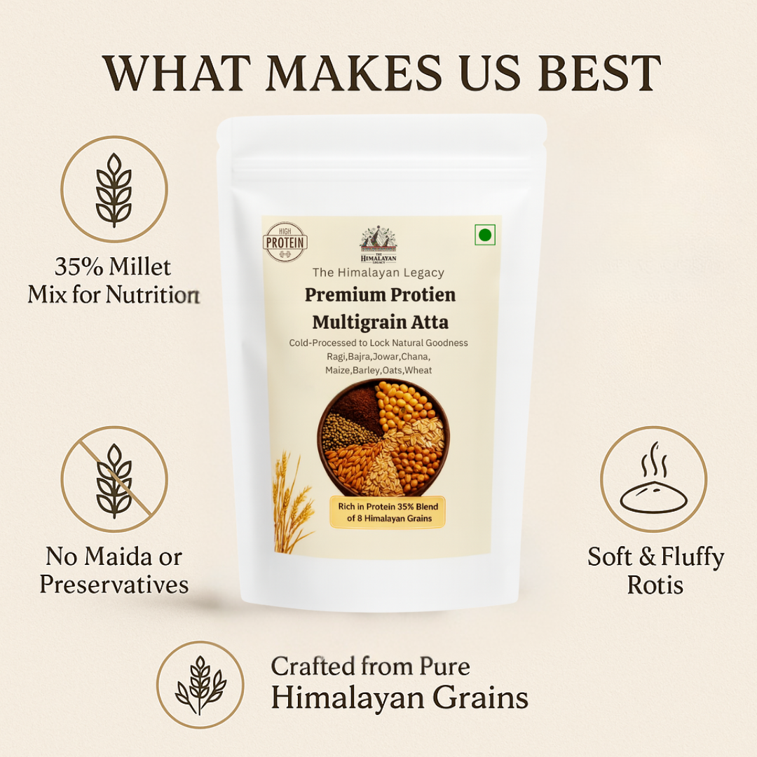 The Himalayan Legacy – Stone-Ground 8 Grain Atta (100% Natural & Handcrafted Blend)