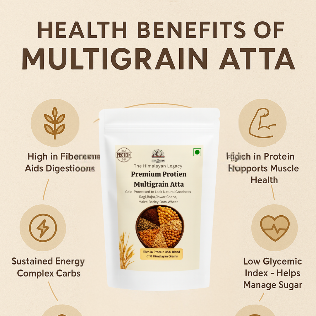 The Himalayan Legacy – Stone-Ground 8 Grain Atta (100% Natural & Handcrafted Blend)