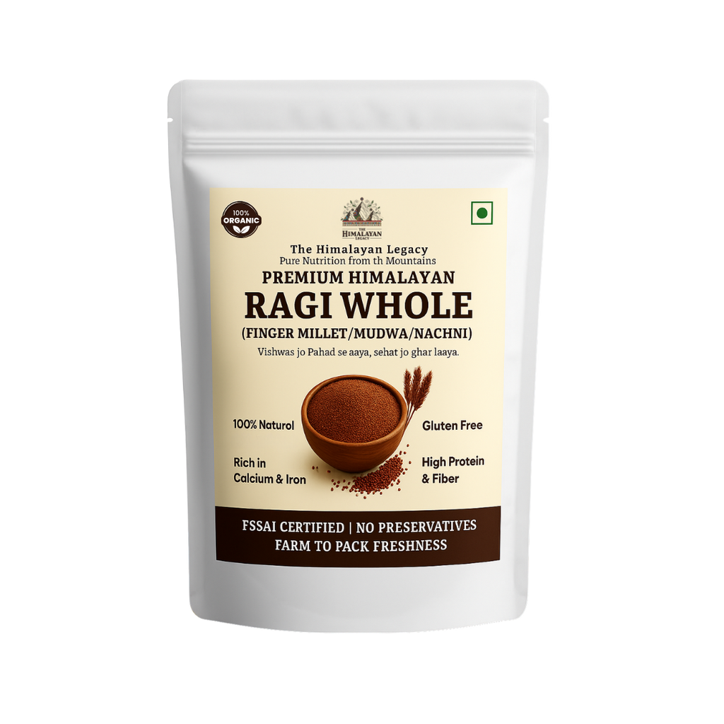 The Himalayan Legacy Whole Ragi (Sabut Finger Millet) Grain | Organic/Hulled | Gluten-Free, Low GI | High Calcium, Iron & Fiber | For Sprouting, Milling, Porridge |