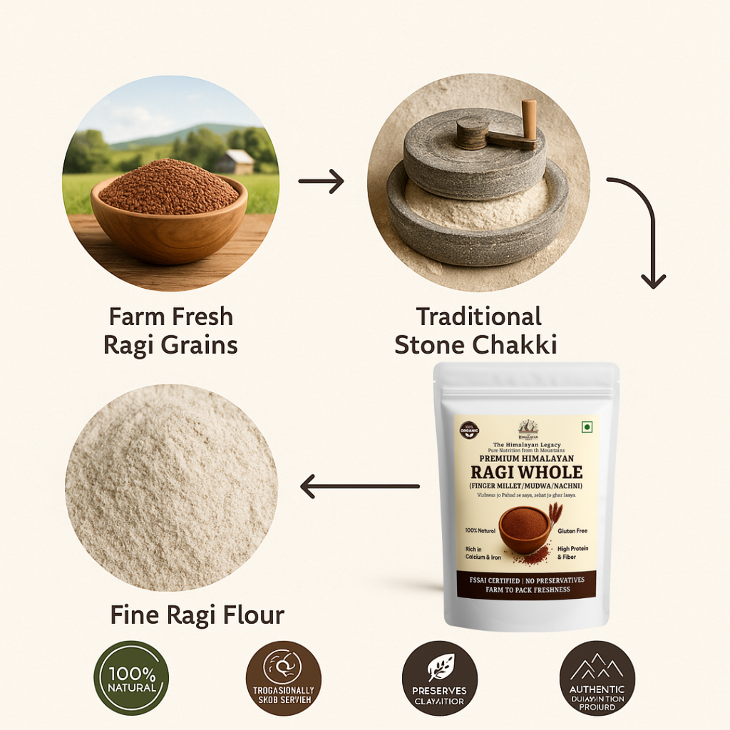 The Himalayan Legacy Whole Ragi (Sabut Finger Millet) Grain | Organic/Hulled | Gluten-Free, Low GI | High Calcium, Iron & Fiber | For Sprouting, Milling, Porridge |